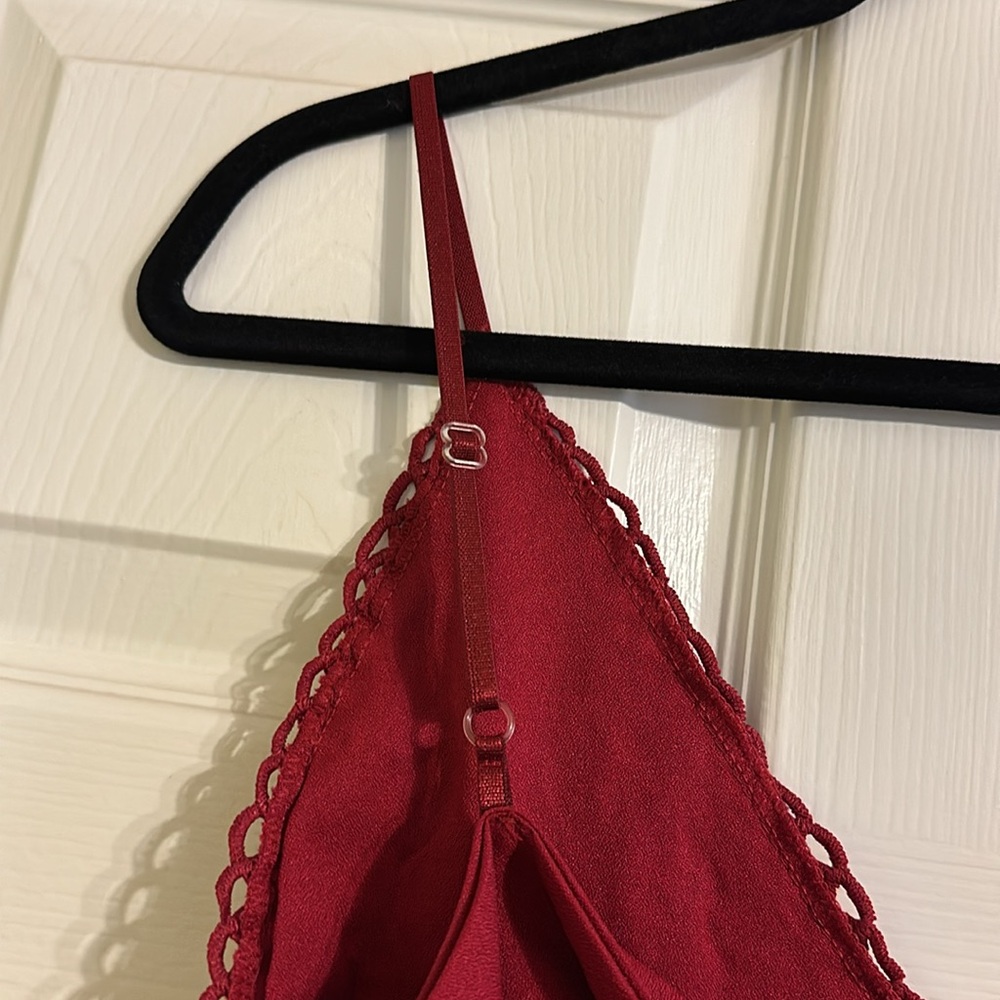 Deep Wine Red Spaghetti Strap Romper - image 6